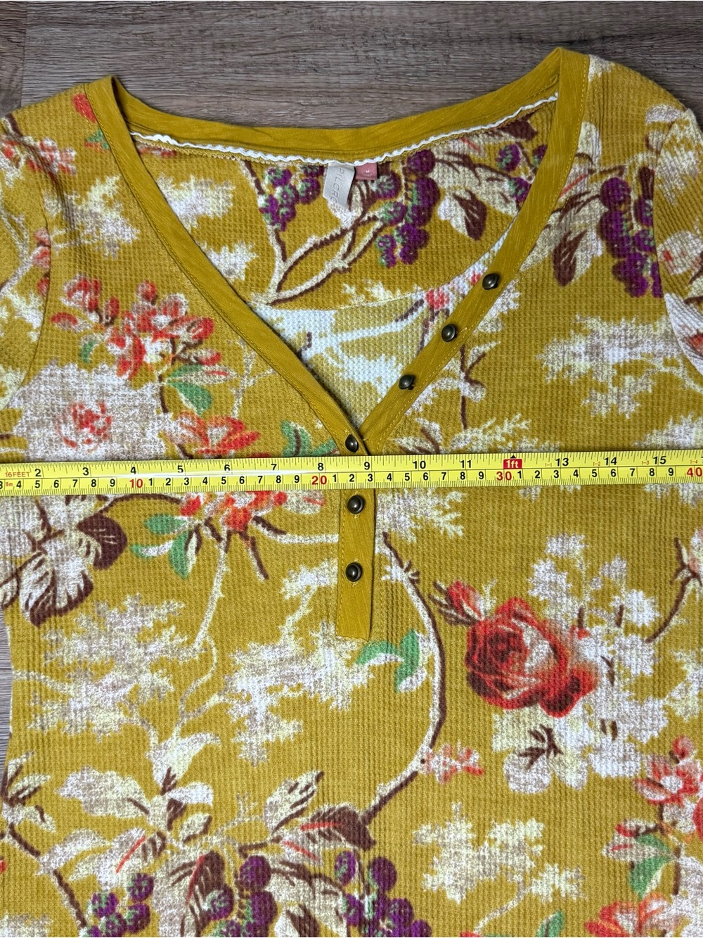 Pilcro Mustard Floral Knit Top - Picture 6 of 8